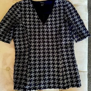 Ann Taylor 3/4 sleeve houndstooth sequin top